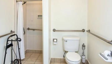 A bathroom equipped with senior safety features