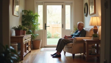 A senior relaxing in a modified living room