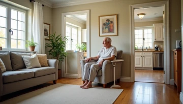 A senior in a safe living room